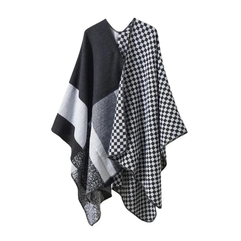 Poncho Cachemire à Carreaux