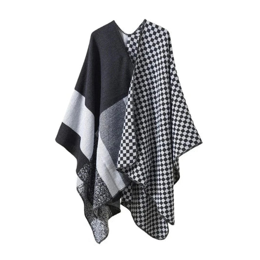 Poncho Cachemire à Carreaux