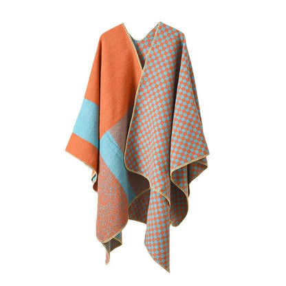 Poncho Cachemire à Carreaux