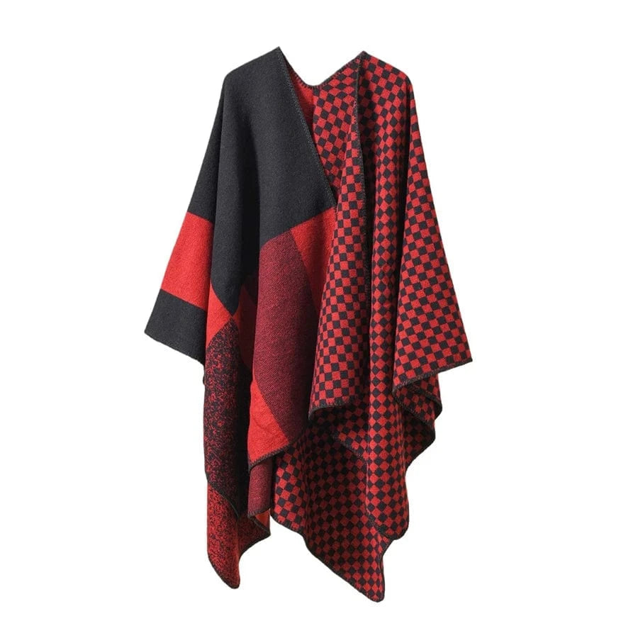 Poncho Cachemire à Carreaux