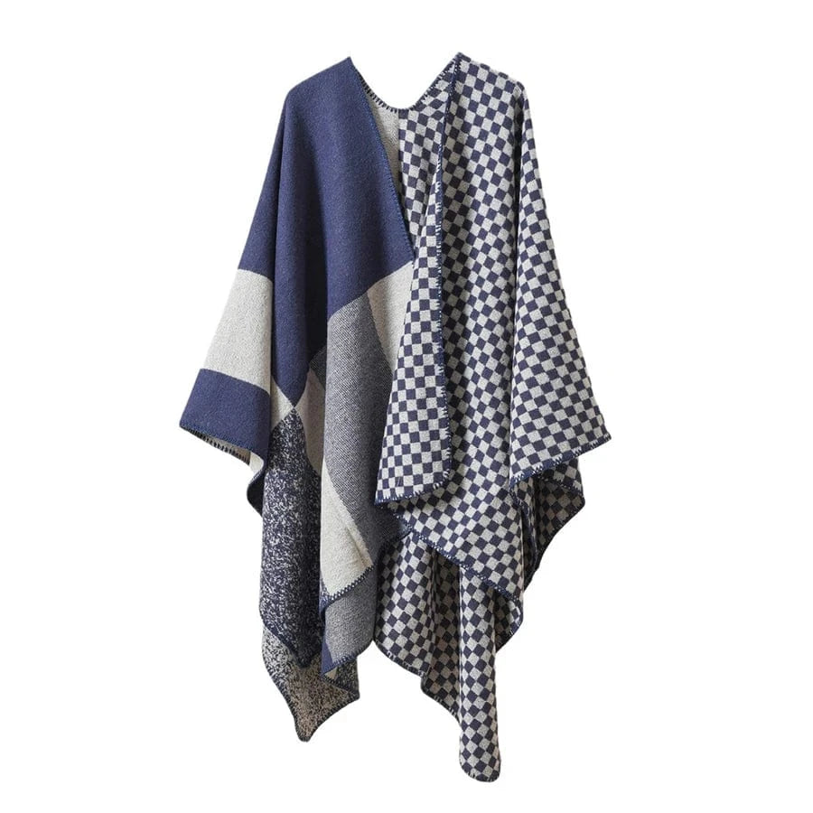Poncho Cachemire à Carreaux