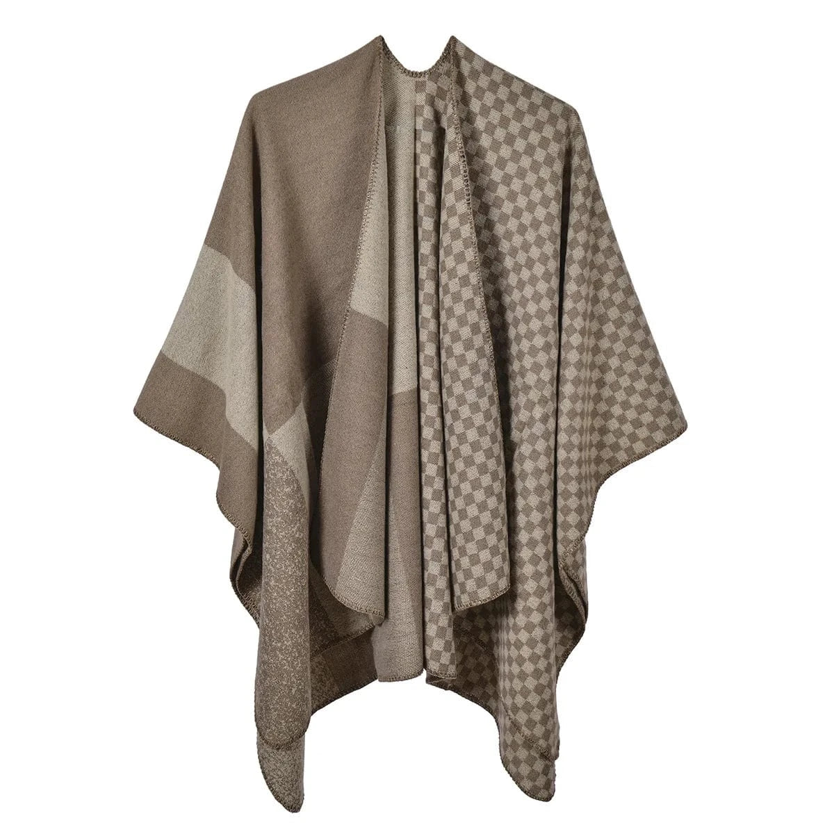 Poncho Cachemire à Carreaux