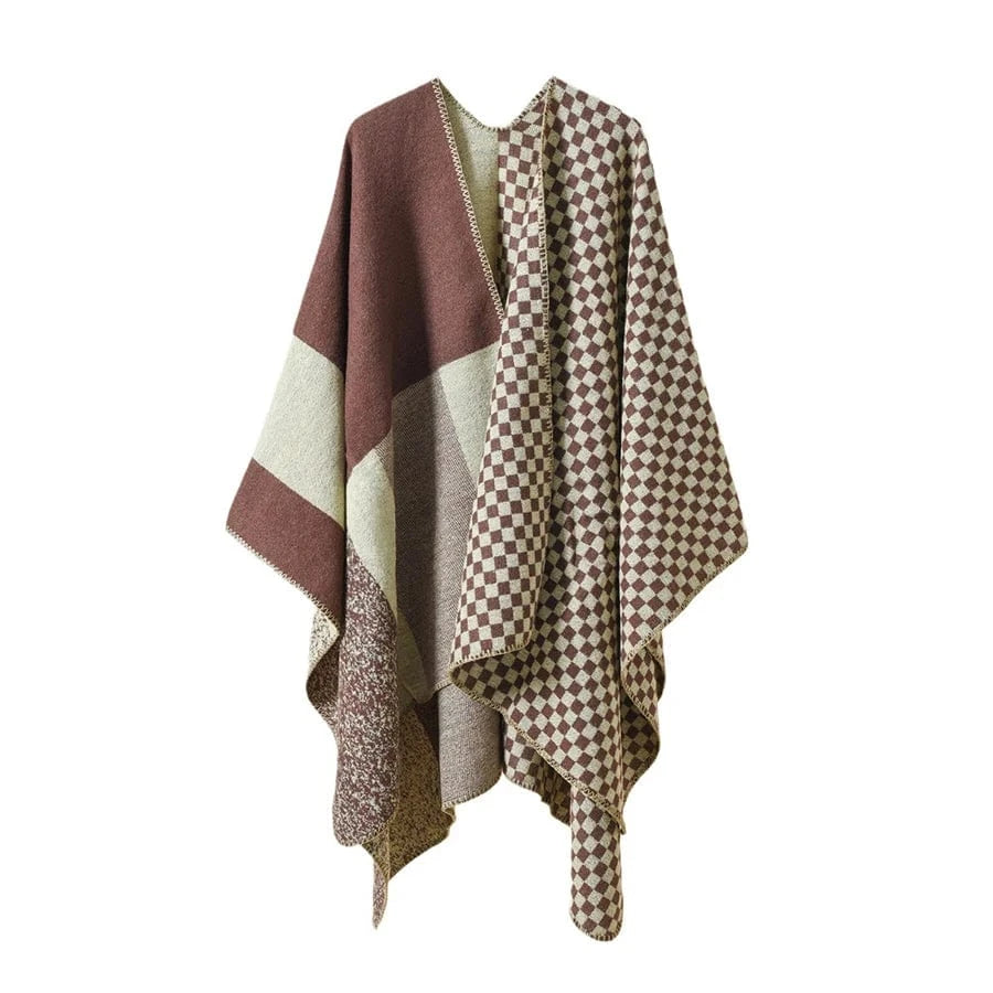 Poncho Cachemire à Carreaux
