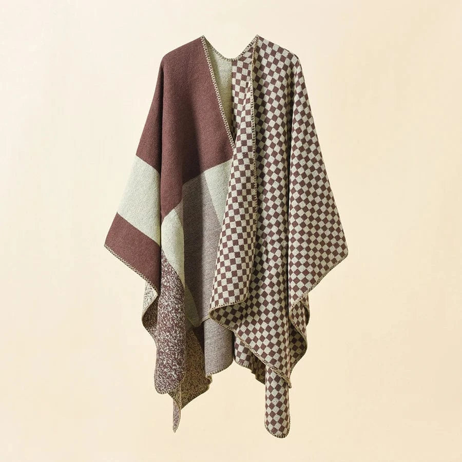 Poncho Cachemire à Carreaux