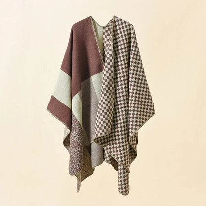 Poncho Cachemire à Carreaux