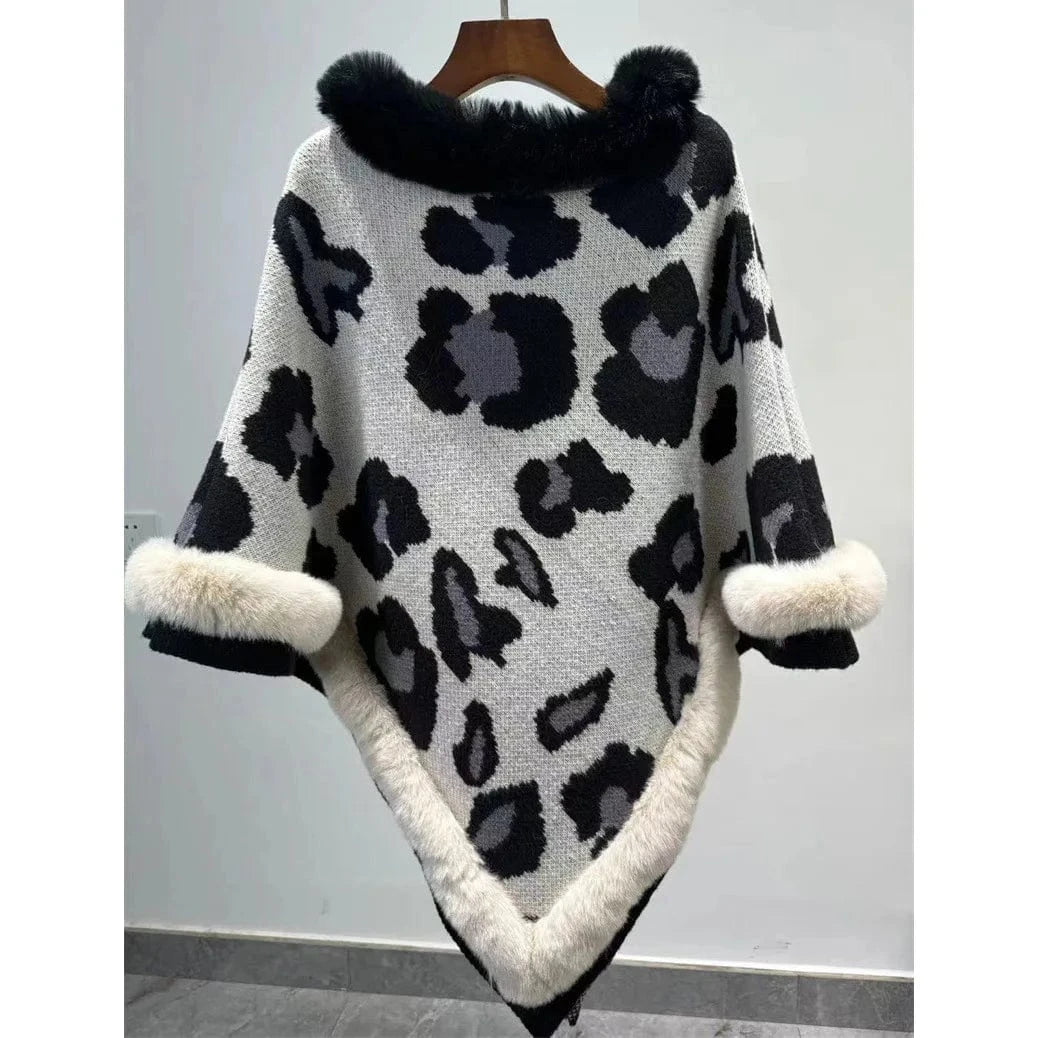 Poncho Cachemire Léopard Femme