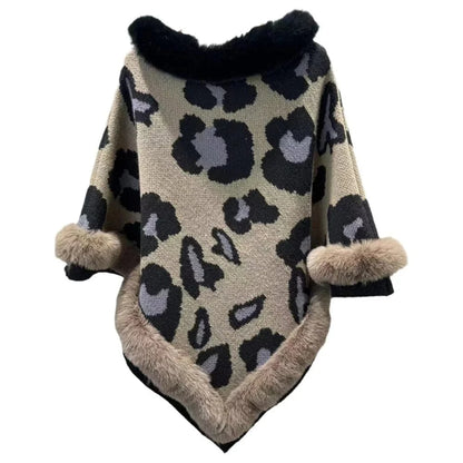 Poncho Cachemire Léopard Femme