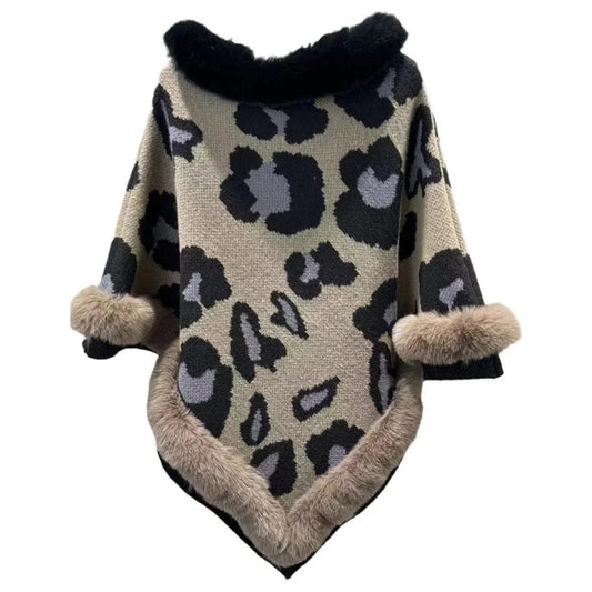 Poncho Cachemire Léopard Femme