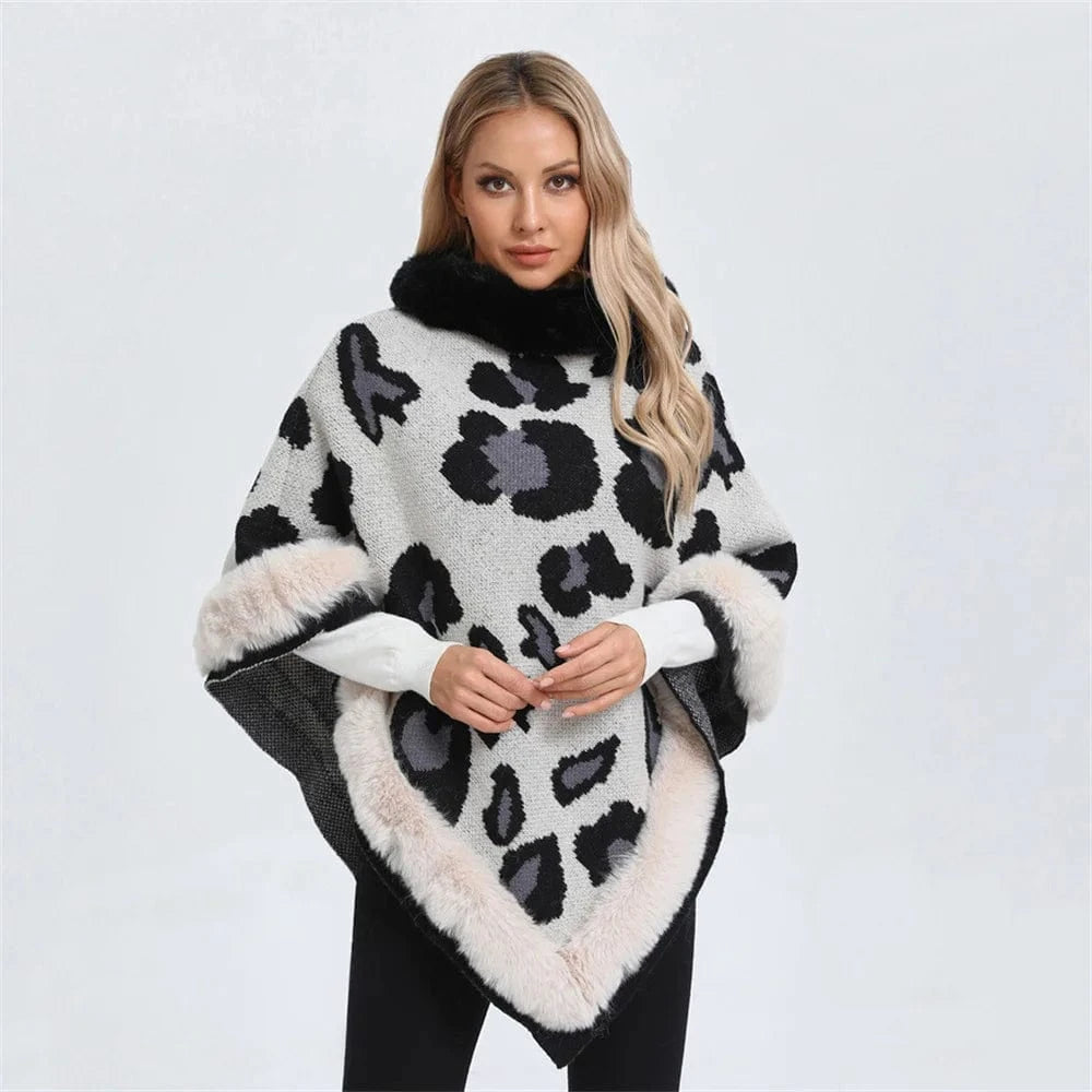 Poncho Cachemire Léopard Femme