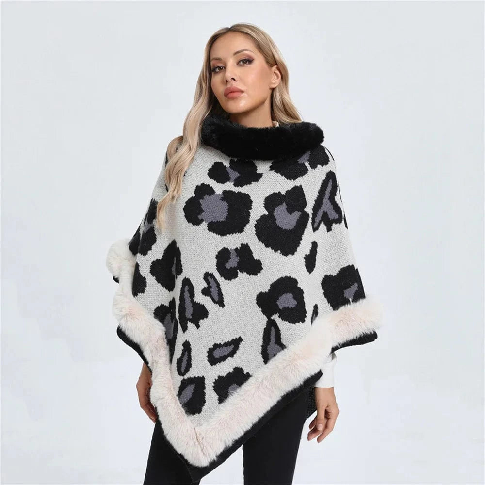 Poncho Cachemire Léopard Femme