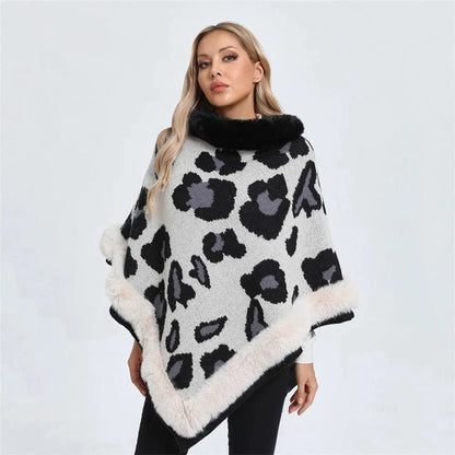 Poncho Cachemire Léopard Femme