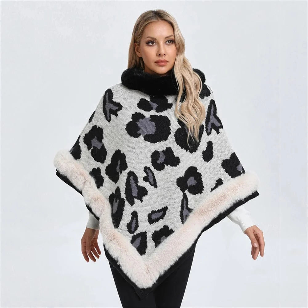 Poncho Cachemire Léopard Femme