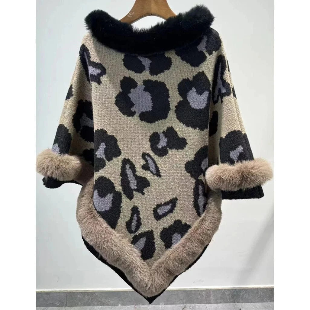 Poncho Cachemire Léopard Femme