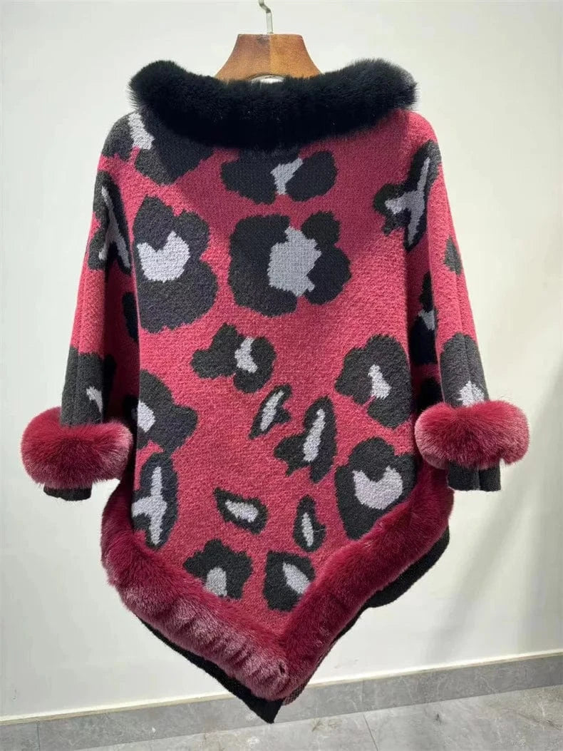 Poncho Cachemire Léopard Femme