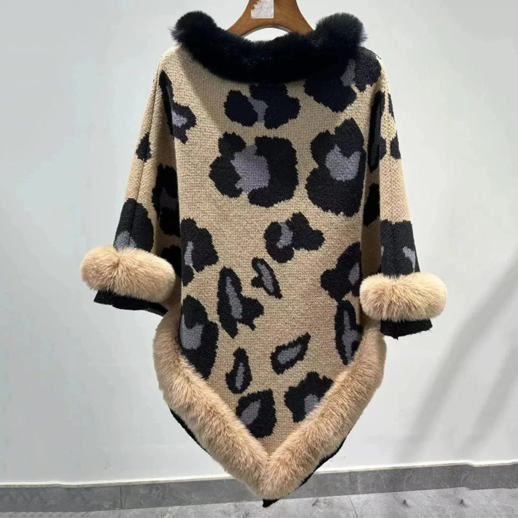 Poncho Cachemire Léopard Femme