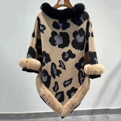 Poncho Cachemire Léopard Femme