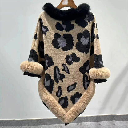 Poncho Cachemire Léopard Femme