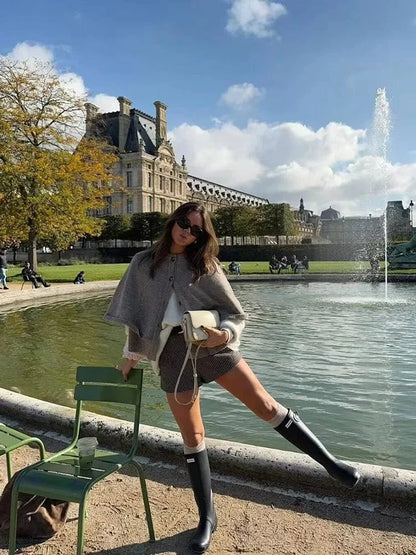Poncho Chaud à Boutons