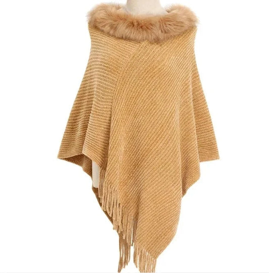 Poncho Col Fourrure