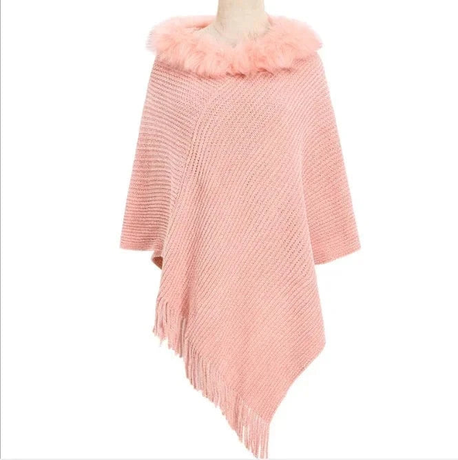 Poncho Col Fourrure