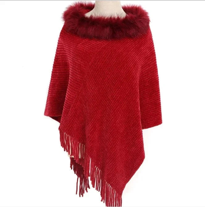 Poncho Col Fourrure
