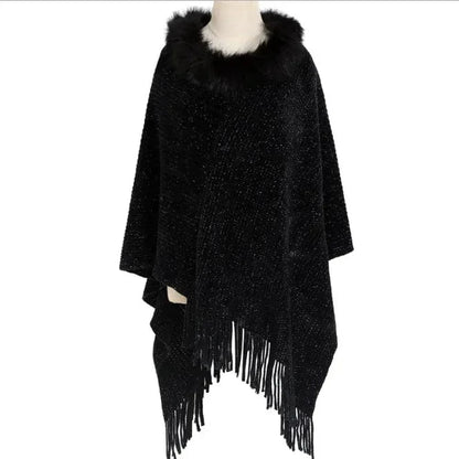 Poncho Col Fourrure