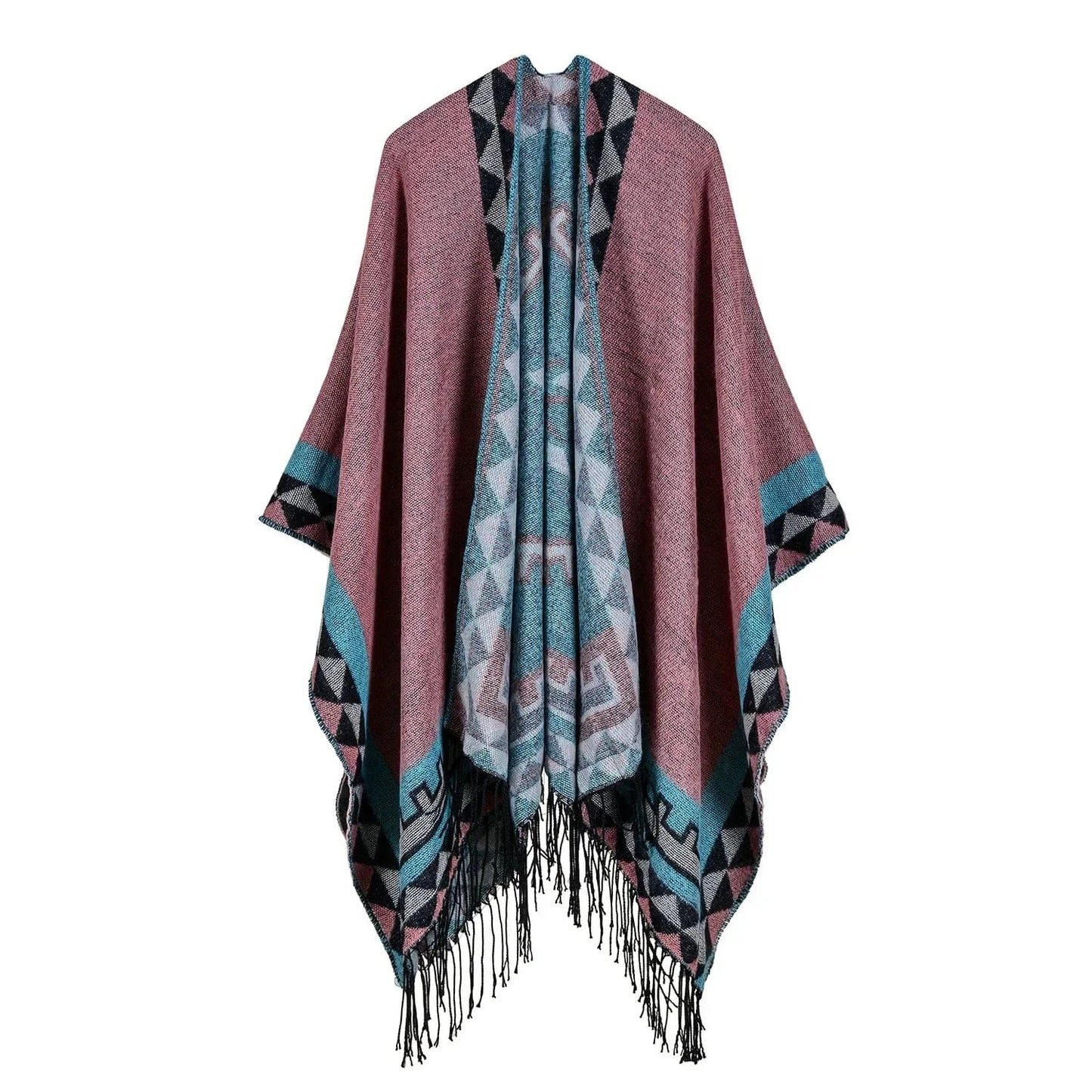 Poncho Coton Motifs Bariolés