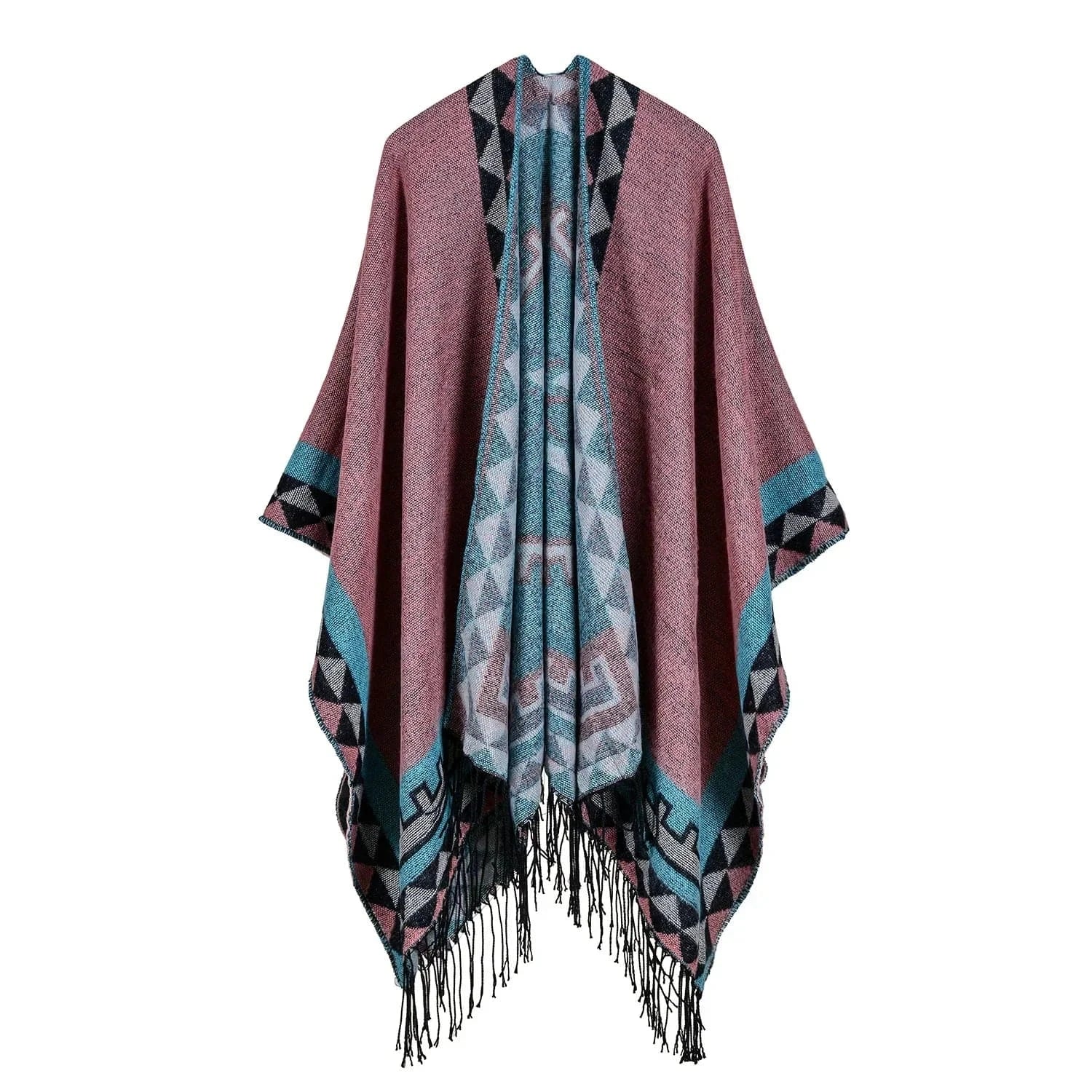 Poncho Coton Motifs Bariolés