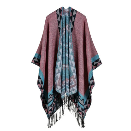 Poncho Coton Motifs Bariolés