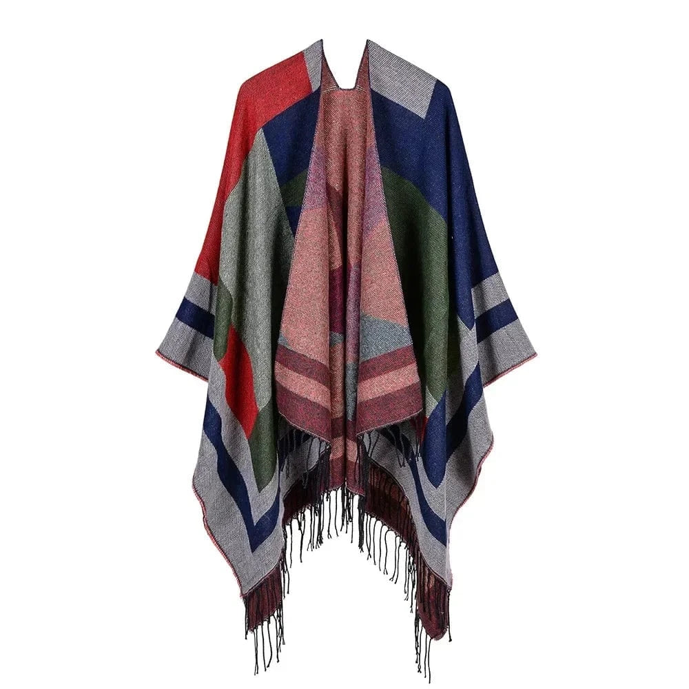 Poncho Coton Motifs Bariolés