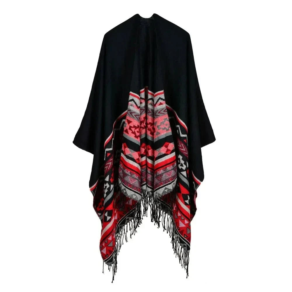 Poncho Coton Motifs Bariolés