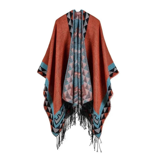 Poncho Coton Motifs Bariolés