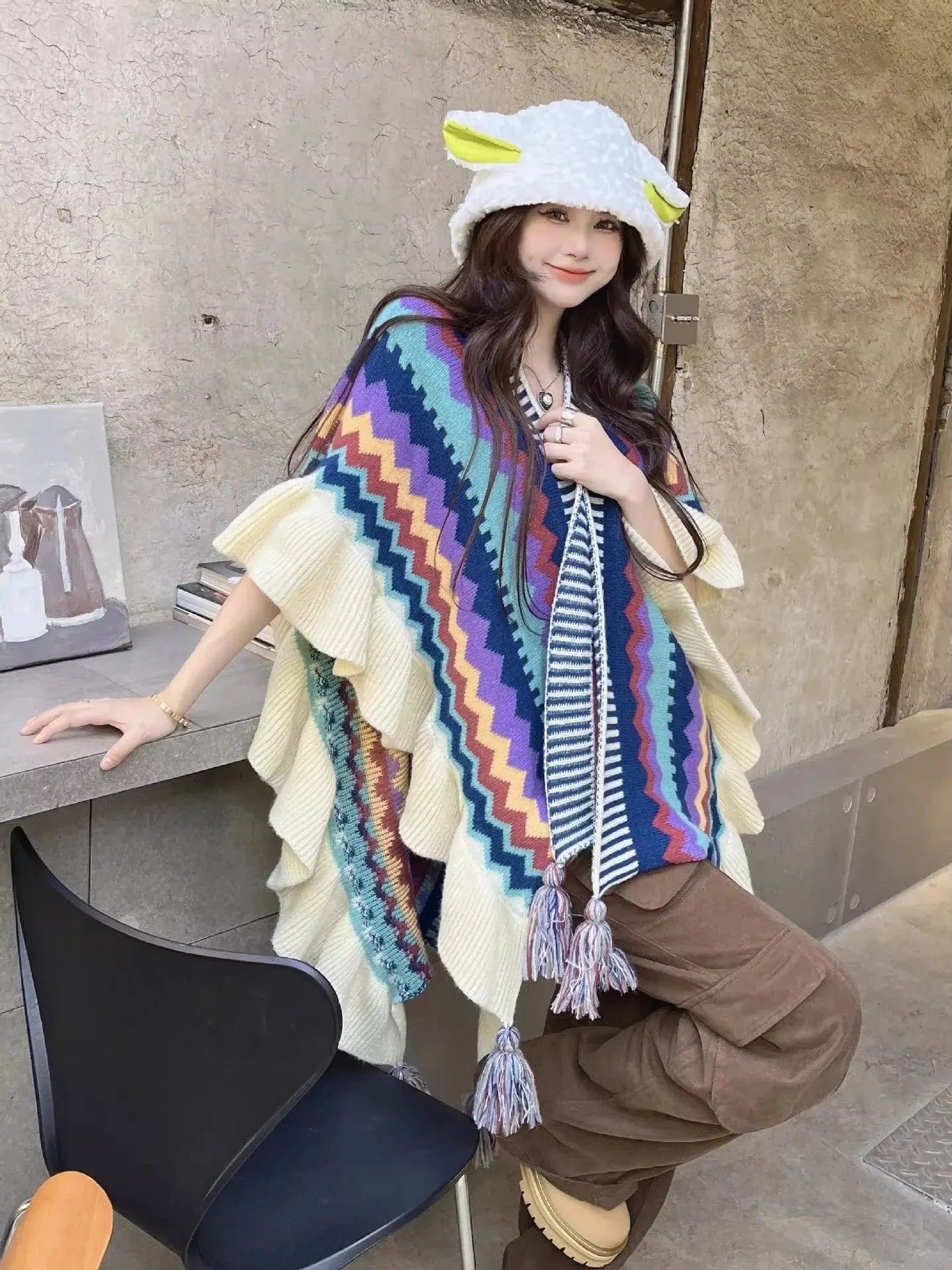Poncho Ethnique Femme