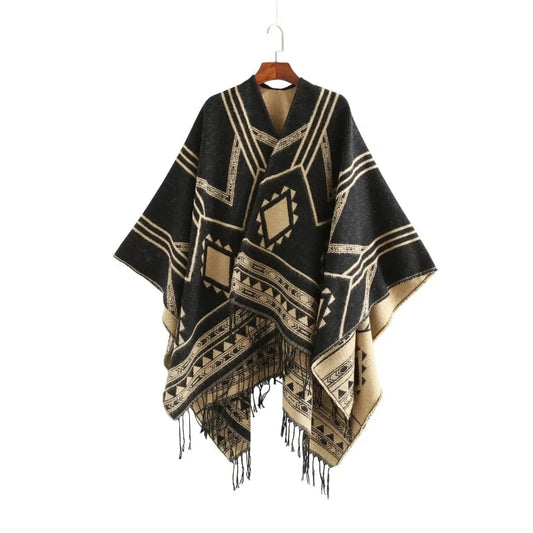 Poncho Ethnique Frange