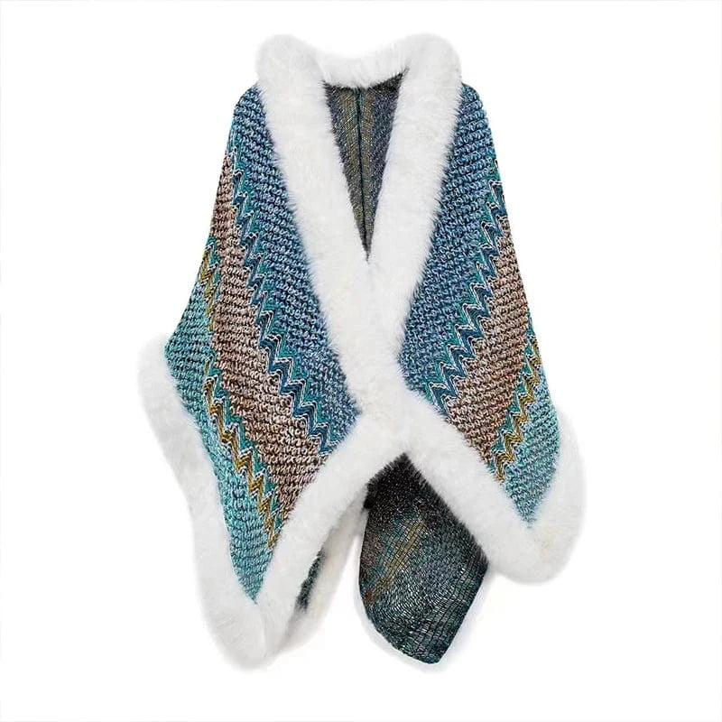 Poncho Femme Cachemire à Rayures