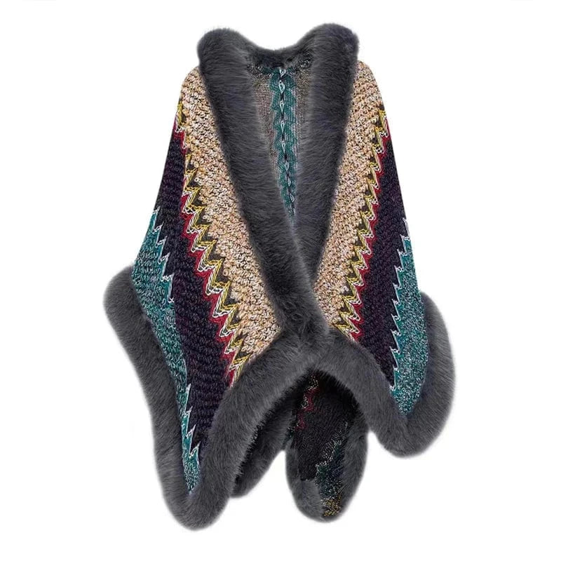 Poncho Femme Cachemire à Rayures