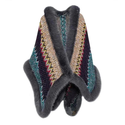 Poncho Femme Cachemire à Rayures