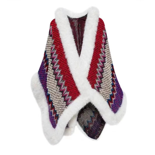Poncho Femme Cachemire à Rayures