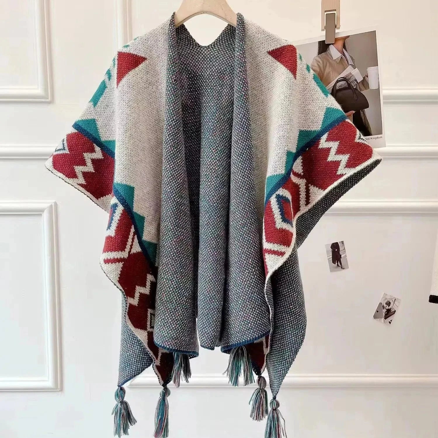 Poncho Femme Cachemire Col V