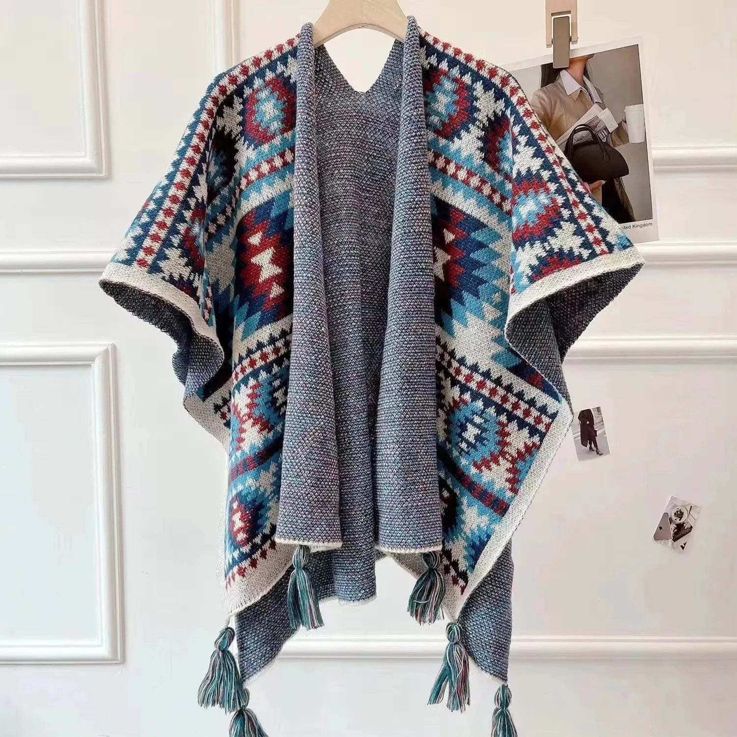 Poncho Femme Cachemire Col V