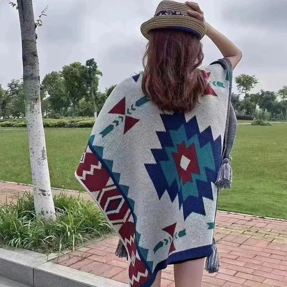 Poncho Femme Cachemire Col V