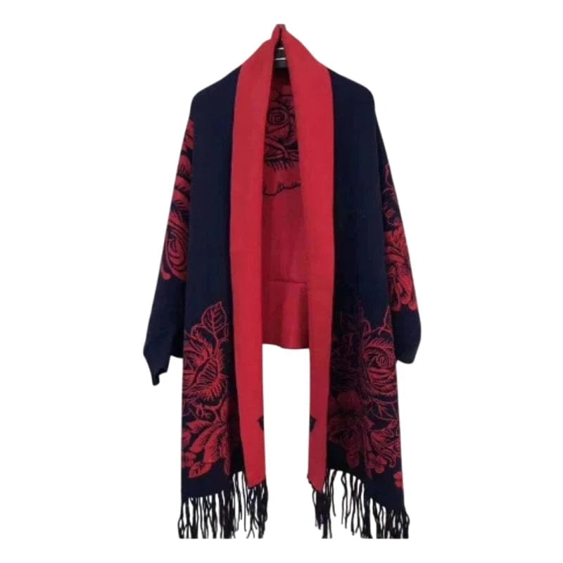 Poncho Femme Cachemire Fleuri