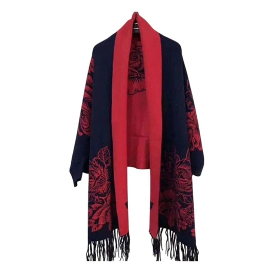 Poncho Femme Cachemire Fleuri