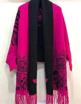 Poncho Femme Cachemire Fleuri