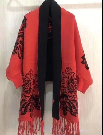 Poncho Femme Cachemire Fleuri