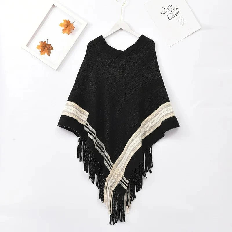 Poncho Femme Cachemire Frange