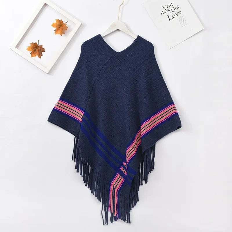 Poncho Femme Cachemire Frange