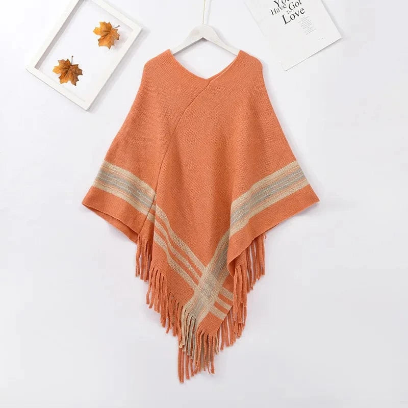 Poncho Femme Cachemire Frange