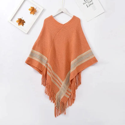 Poncho Femme Cachemire Frange