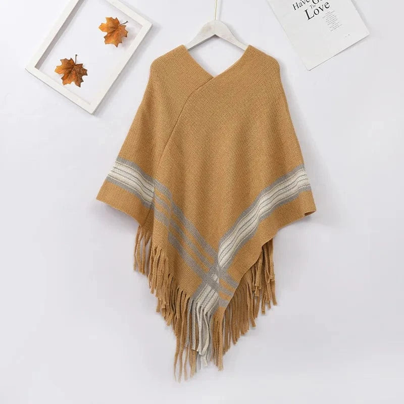 Poncho Femme Cachemire Frange